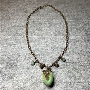 Handmade Natural Stone Aqua Green + Brass